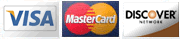 Visa, Mastercard, Discover logos